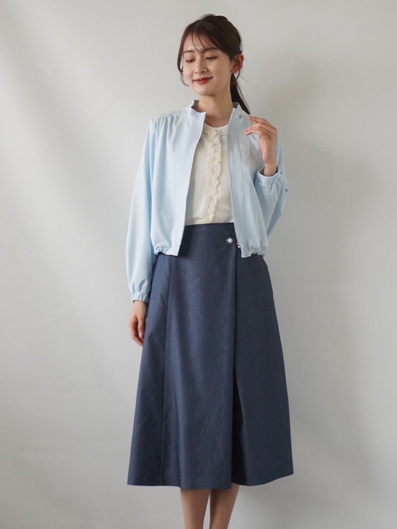 【30％OFF】シャンブレータフタタックフレアースカート［丈65㎝以上］