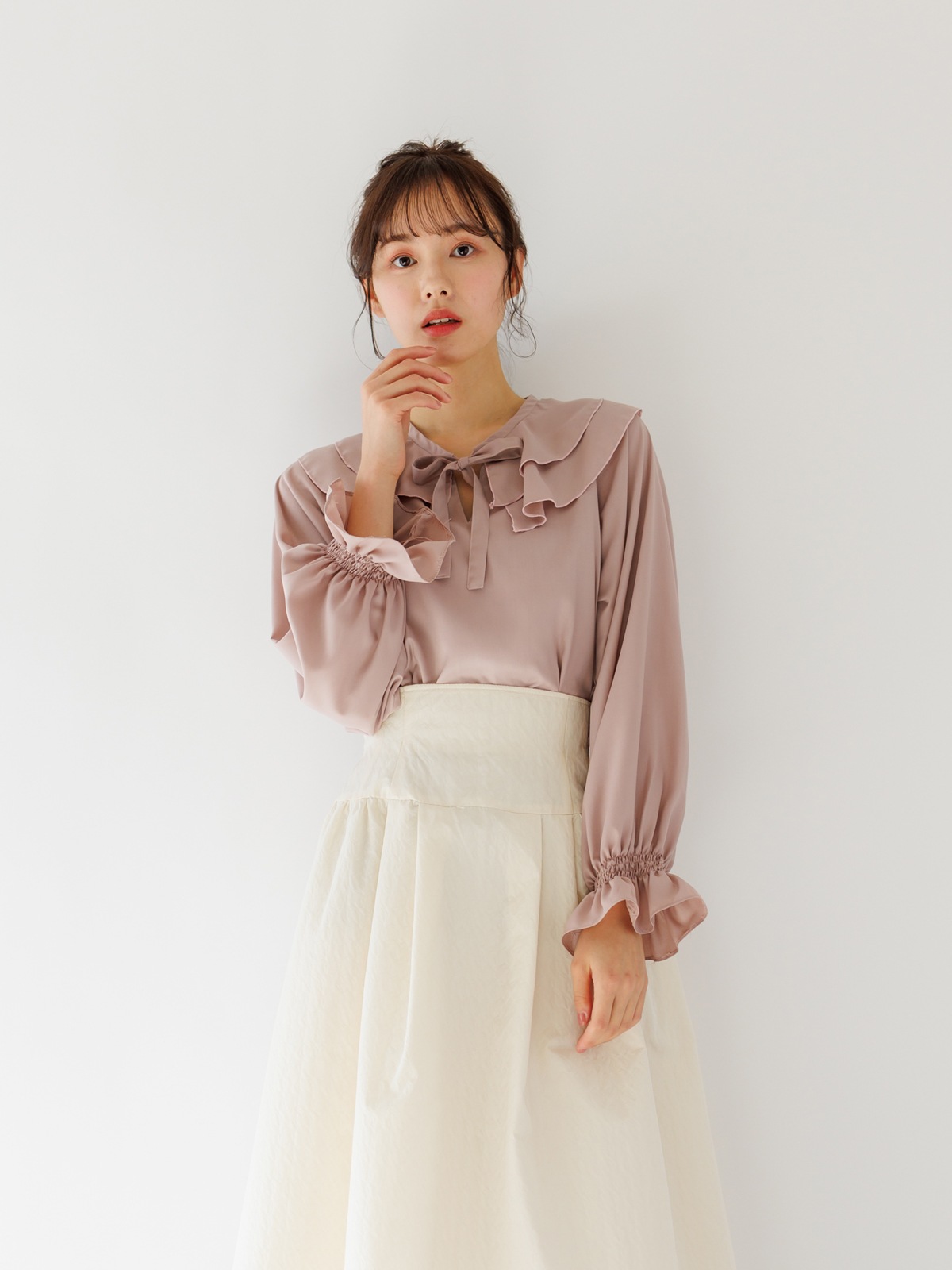 【4,500円均一】ビッグ衿リボンブラウス