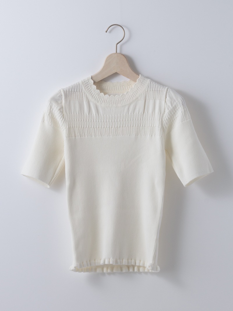 【SUMMER SALE】透かし×シャーリングニット