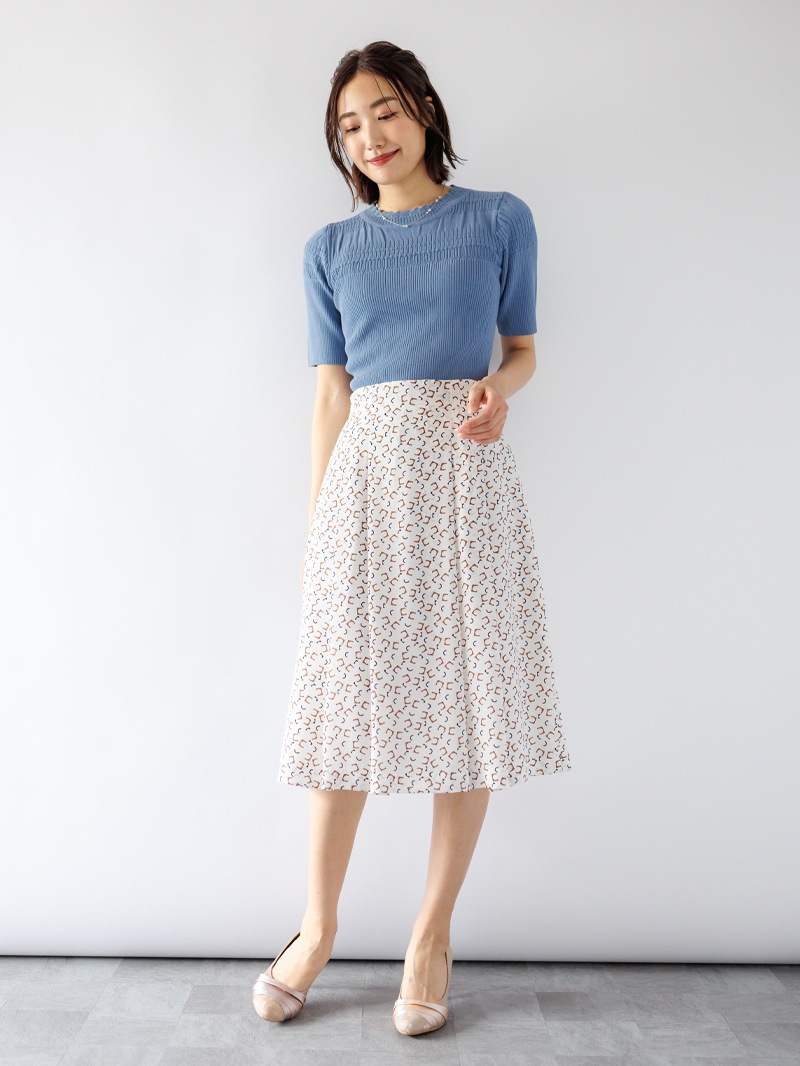 【SUMMER SALE】透かし×シャーリングニット