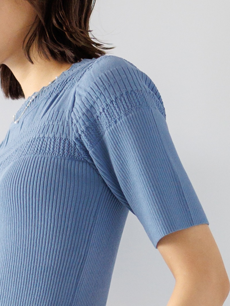 【SUMMER SALE】透かし×シャーリングニット