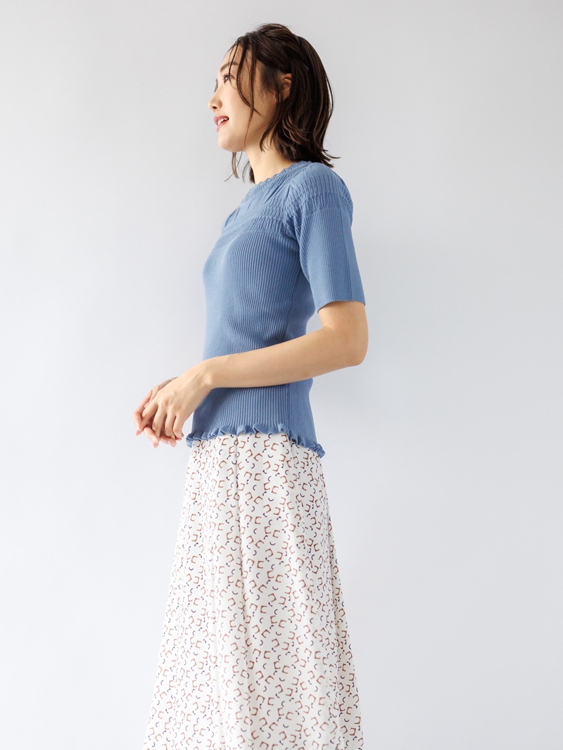 【SUMMER SALE】透かし×シャーリングニット