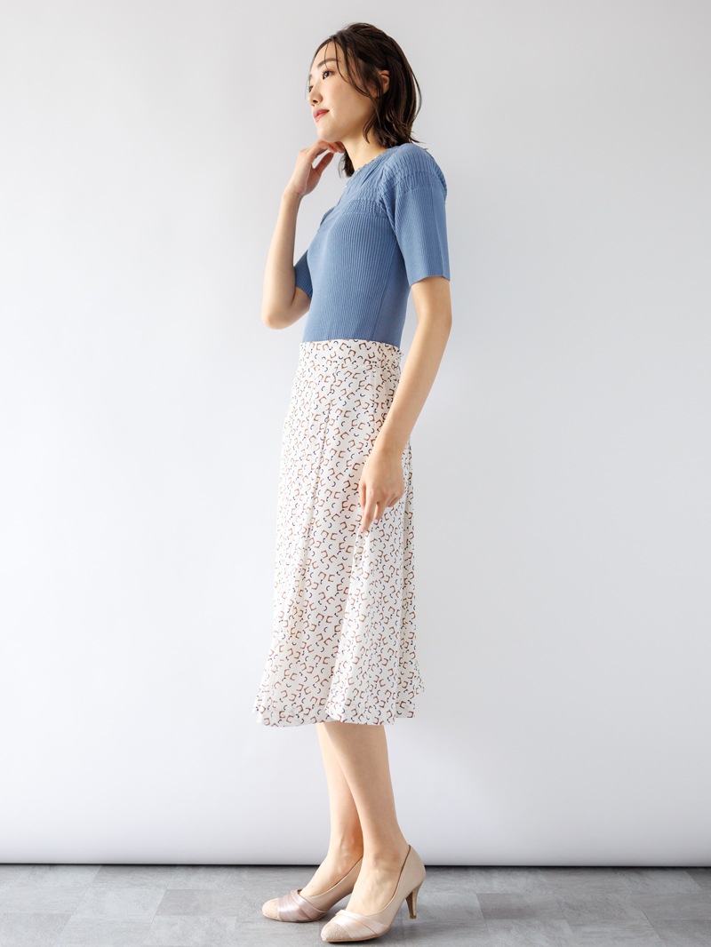【SUMMER SALE】透かし×シャーリングニット