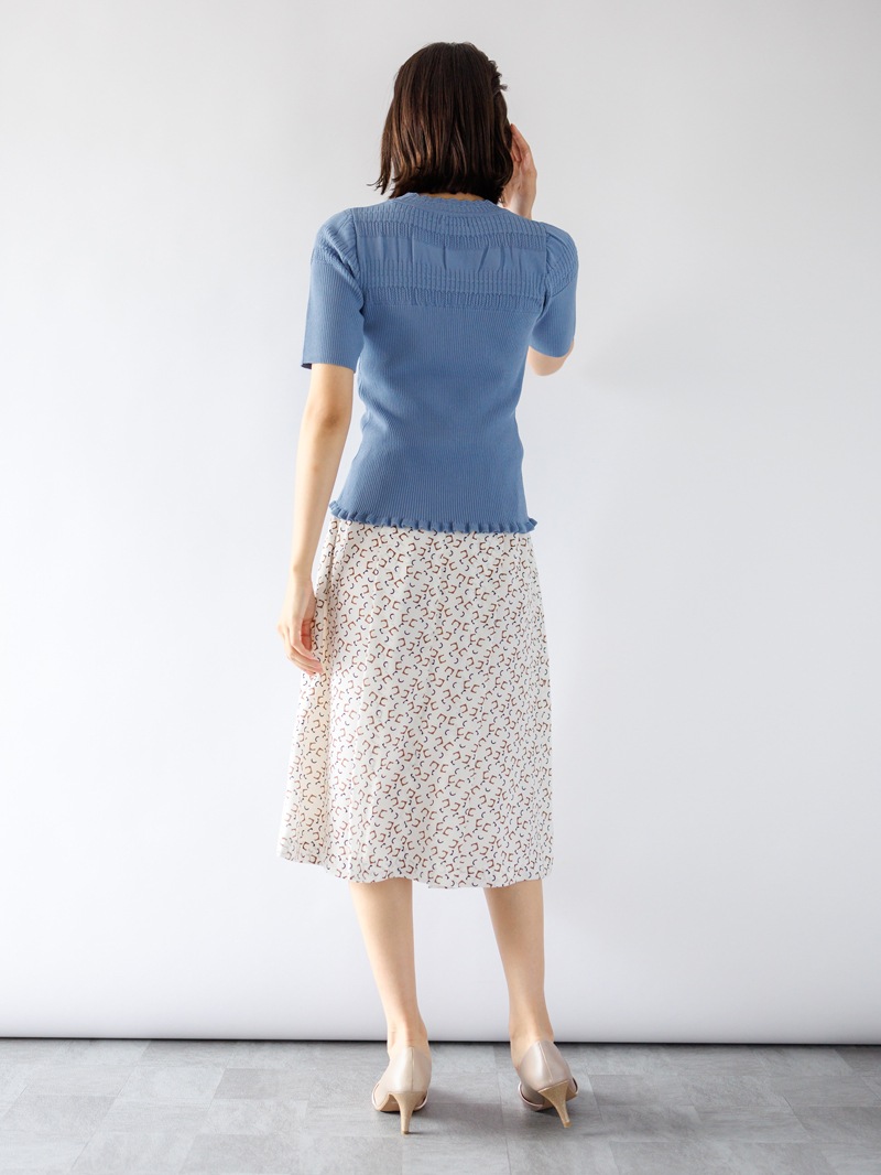 【SUMMER SALE】透かし×シャーリングニット