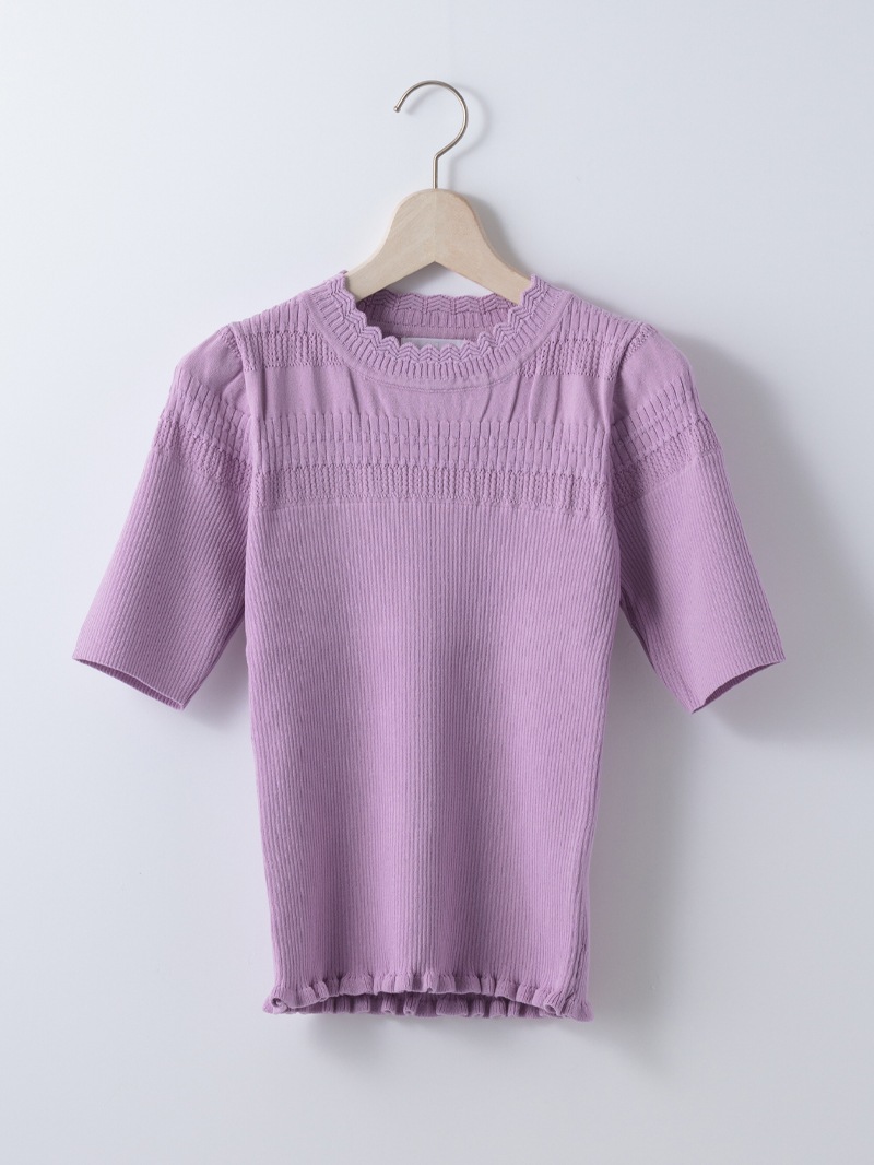 【SUMMER SALE】透かし×シャーリングニット