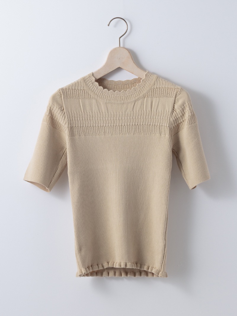【SUMMER SALE】透かし×シャーリングニット