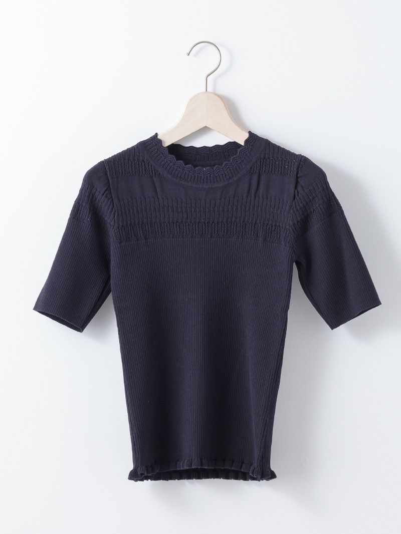 【SUMMER SALE】透かし×シャーリングニット
