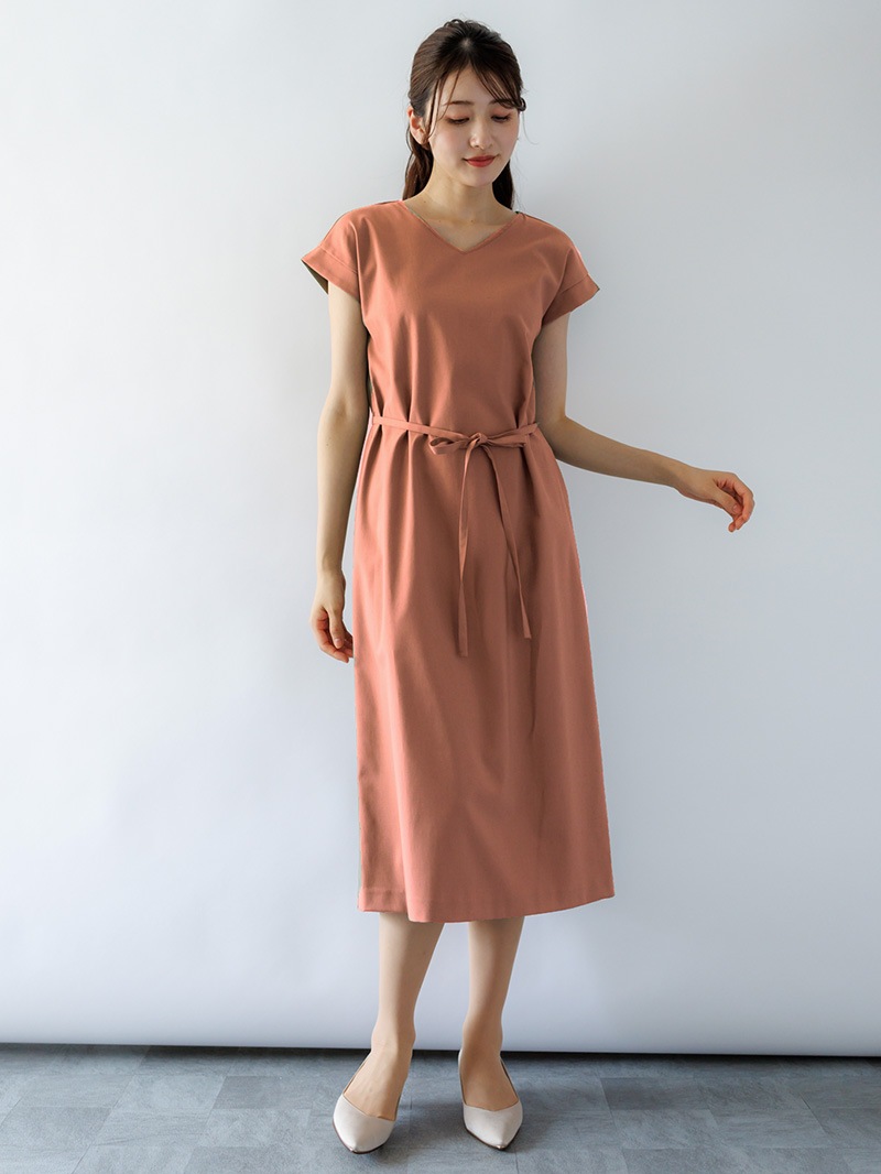 無地ﾌﾚﾝﾁｽﾘｰﾌﾞｽﾄﾚｰﾄﾜﾝﾋﾟｰｽ