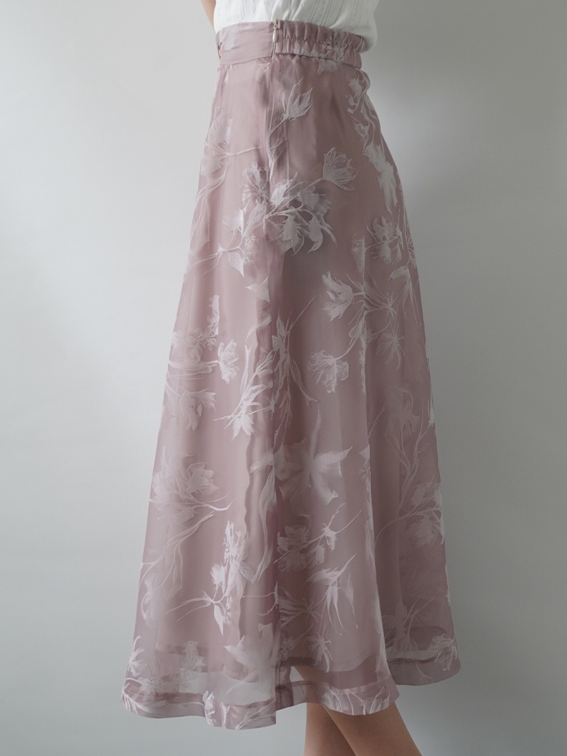 【20％OFF】フロッキー花柄フレアースカート［丈65㎝以上］