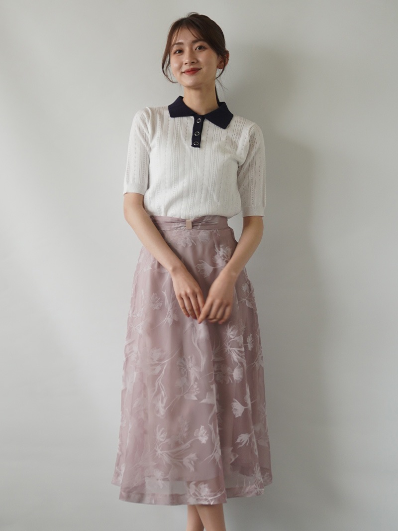 【20％OFF】フロッキー花柄フレアースカート［丈65㎝以上］