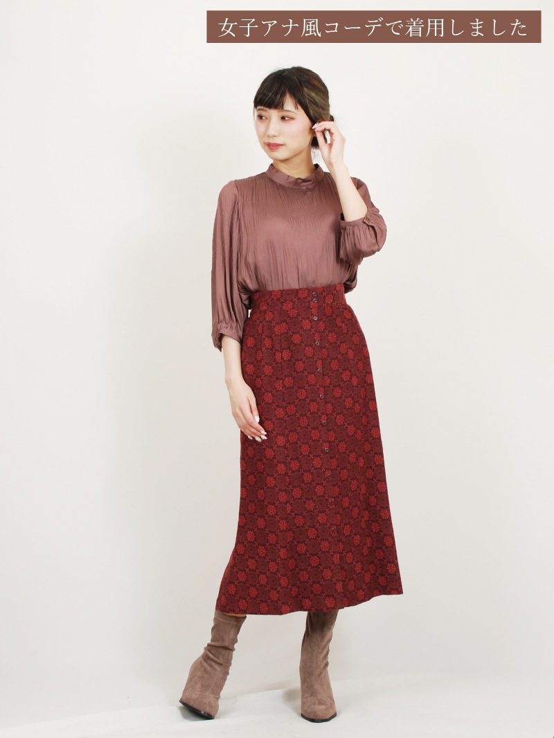 【OUTLET 2500円】割繊サテンマジョリカプリーツブラウス<10本以下>
