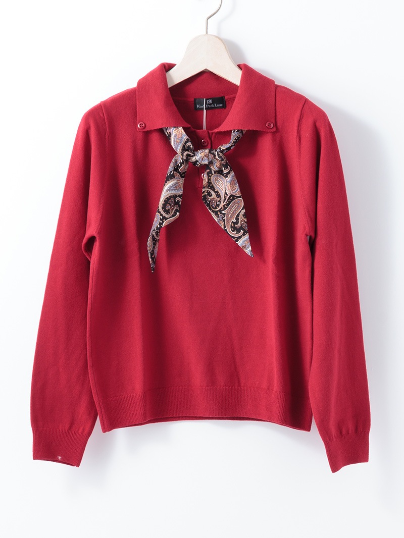 【30%OFF】スカーフ付ポロニット