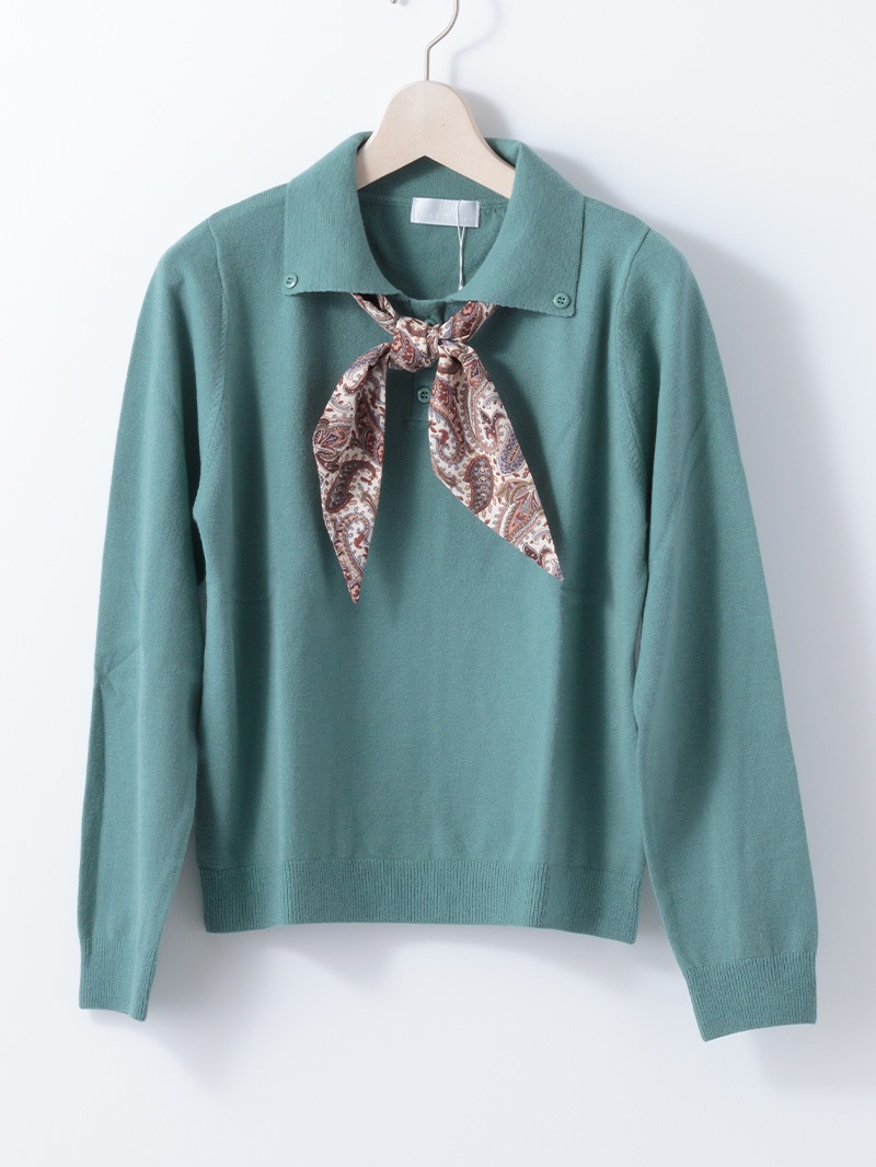 【30%OFF】スカーフ付ポロニット