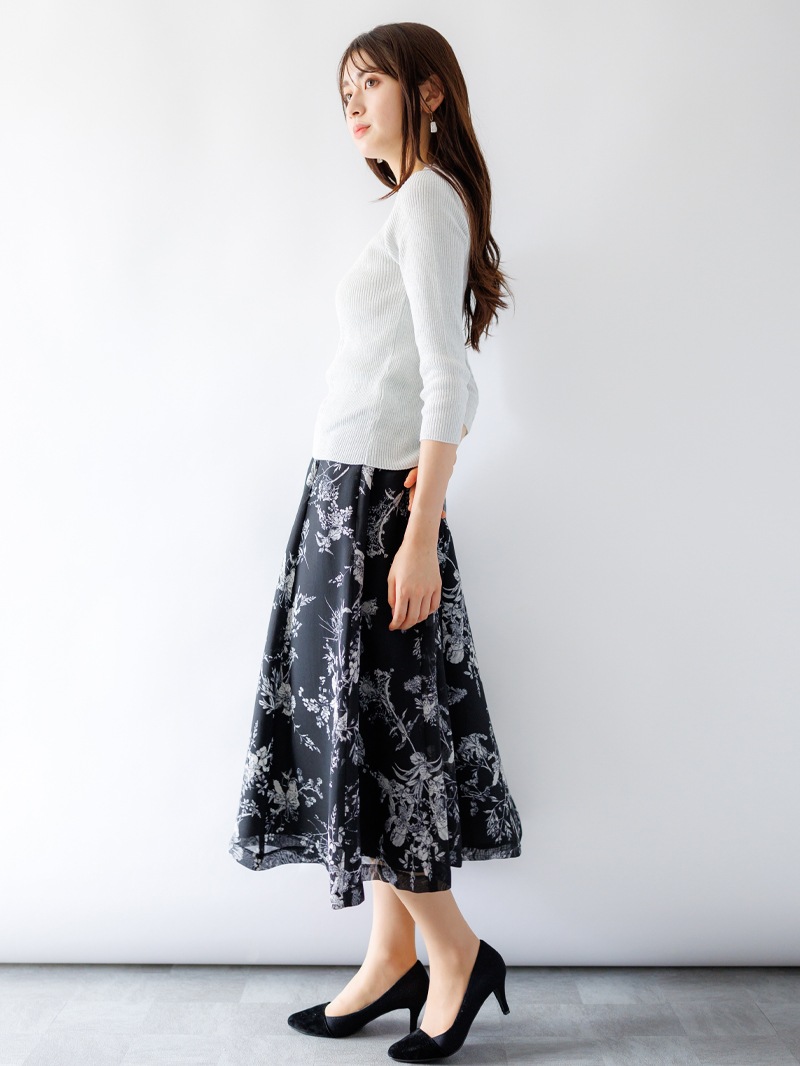 ラメ丸首リブニット＜秋コーデ＞