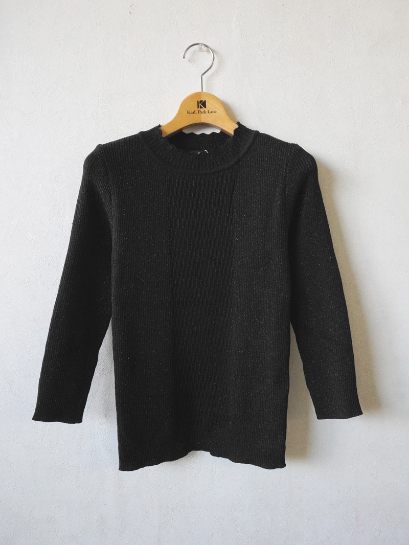 ラメ丸首リブニット＜秋コーデ＞