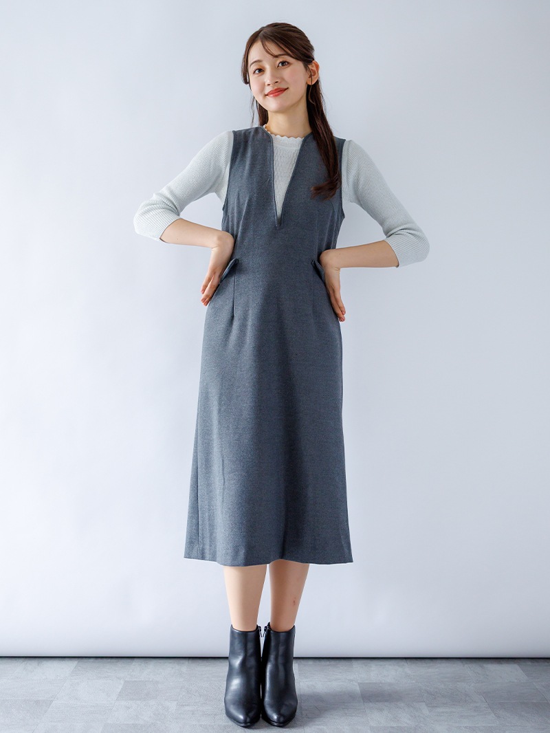 ラメ丸首リブニット＜秋コーデ＞