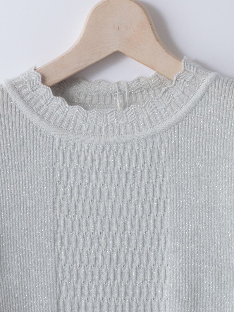 ラメ丸首リブニット＜秋コーデ＞