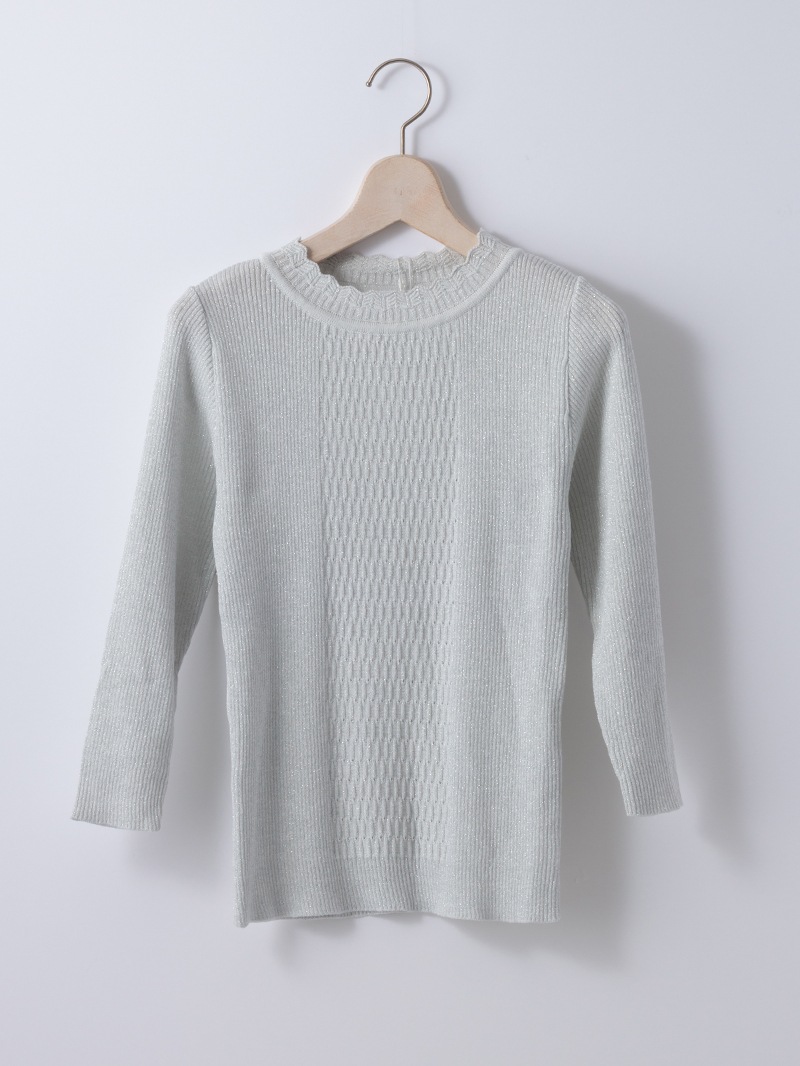 ラメ丸首リブニット＜秋コーデ＞