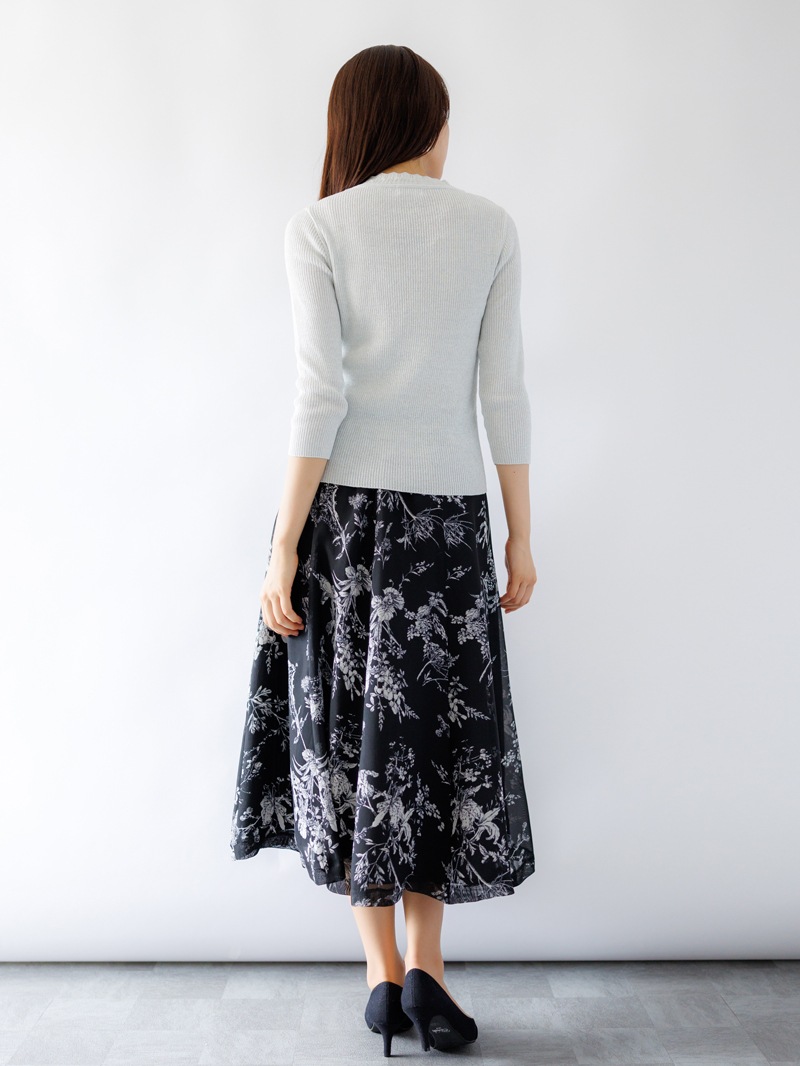 ラメ丸首リブニット＜秋コーデ＞