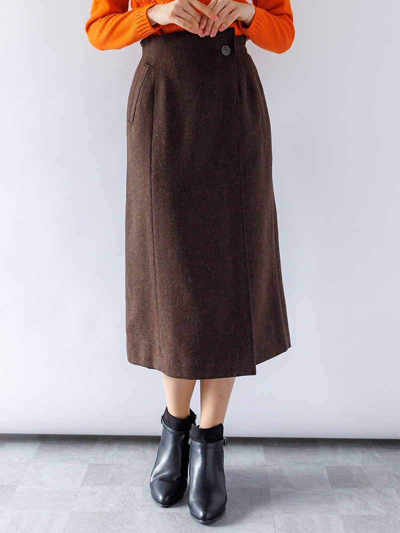 【30%OFF】ツィード巻き風ストレートスカート