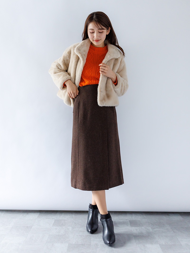 【30%OFF】ツィード巻き風ストレートスカート