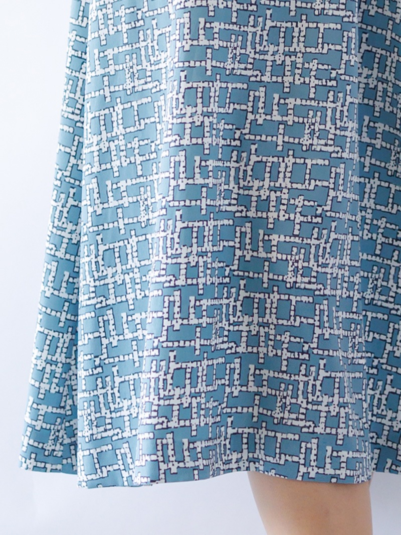 幾何学プリントAラインワンピース