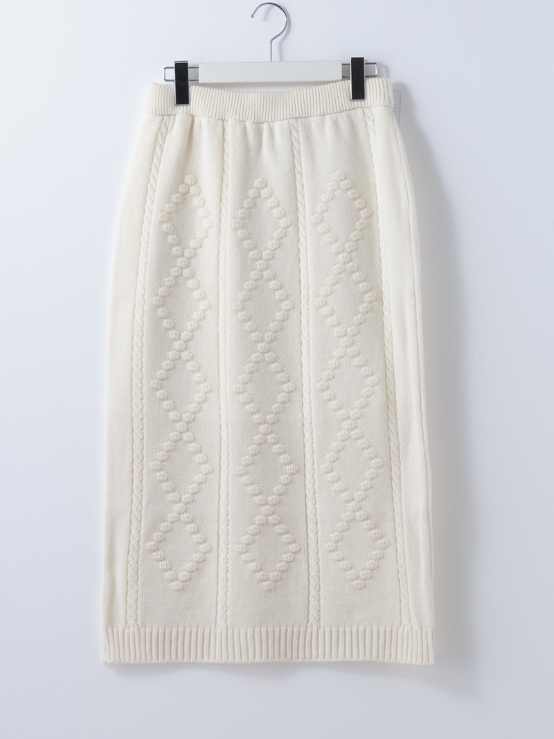 【30%OFF】ローゲージ ケーブル×ダイヤ柄タイトスカート