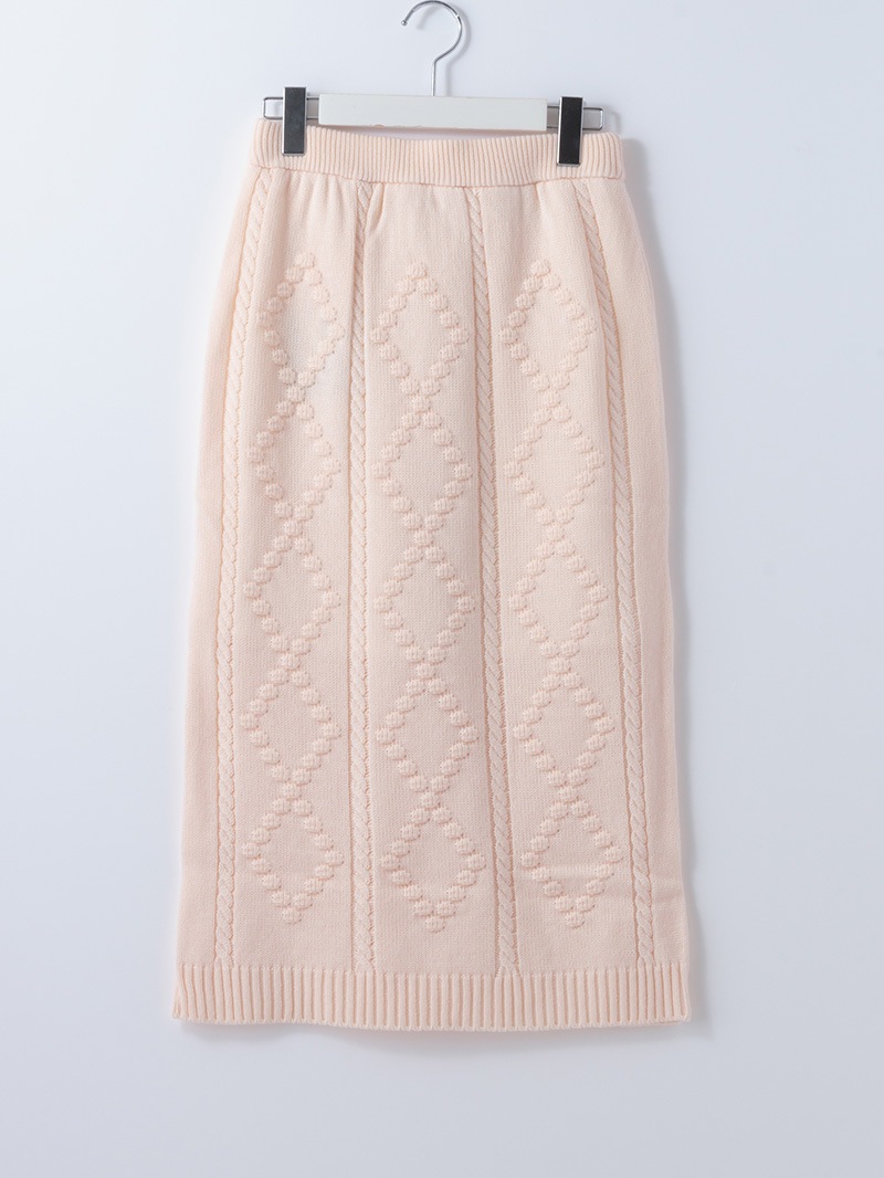 【30%OFF】ローゲージ ケーブル×ダイヤ柄タイトスカート