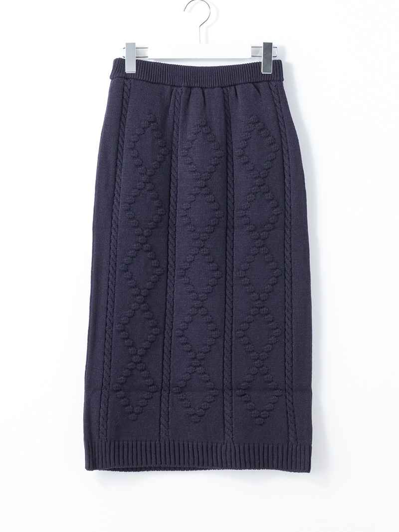 【30%OFF】ローゲージ ケーブル×ダイヤ柄タイトスカート