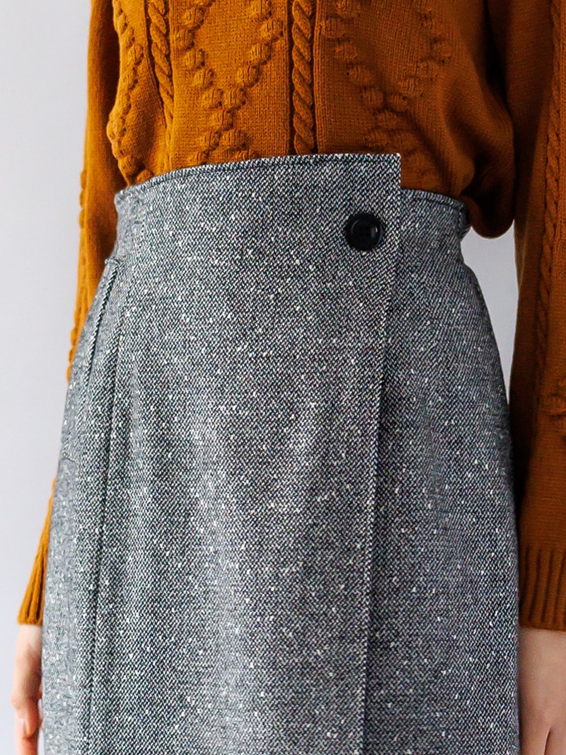 【30%OFF】ツィード巻き風ストレートスカート