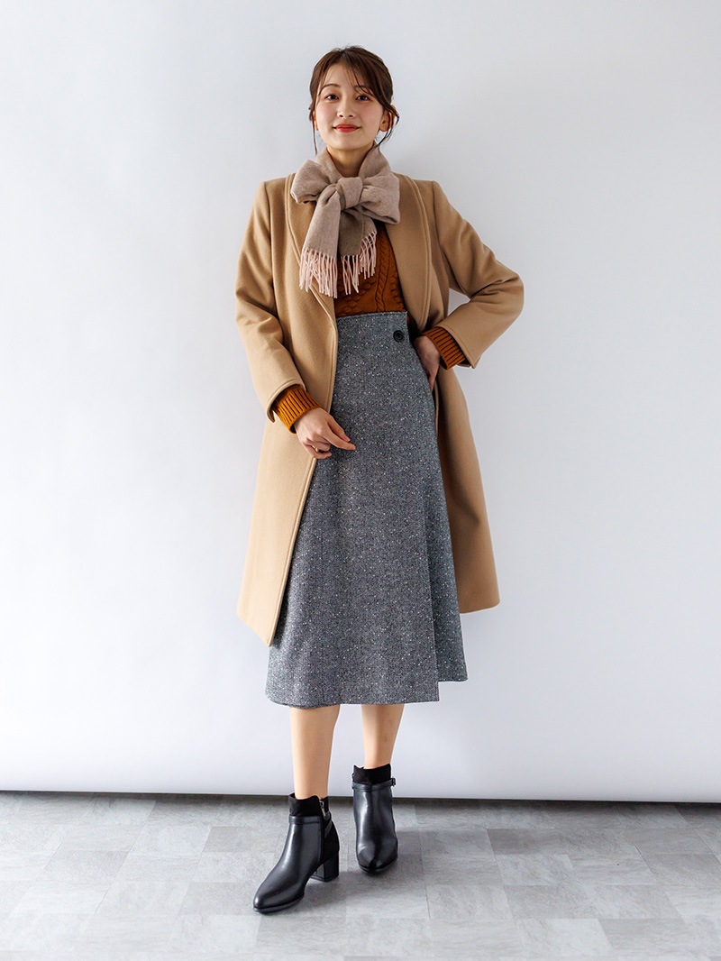 【30%OFF】ツィード巻き風ストレートスカート