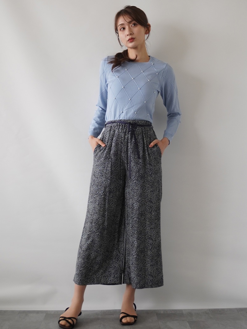 【20%OFF】ウエストゴムプリント太身パンツ