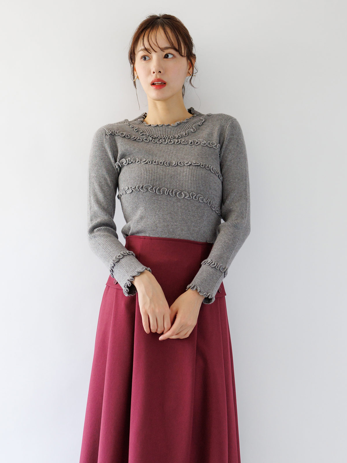 【50%OFF】無地タックスカート