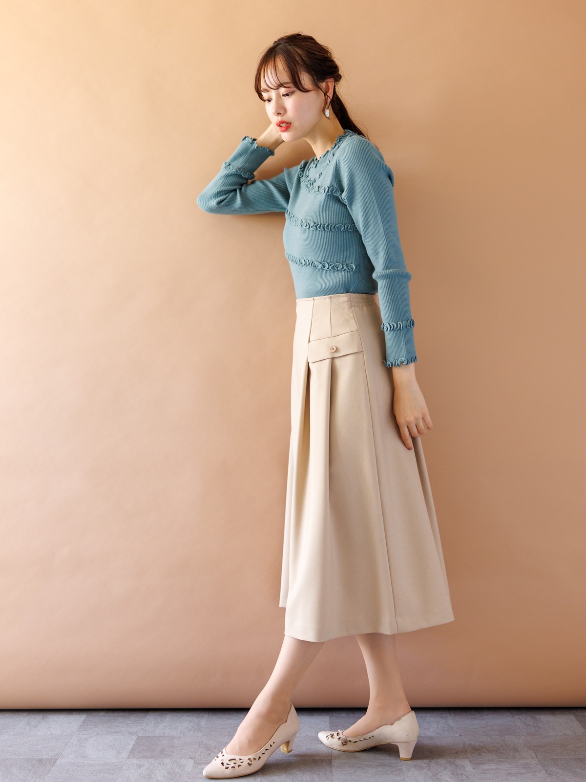 【50%OFF】無地タックスカート