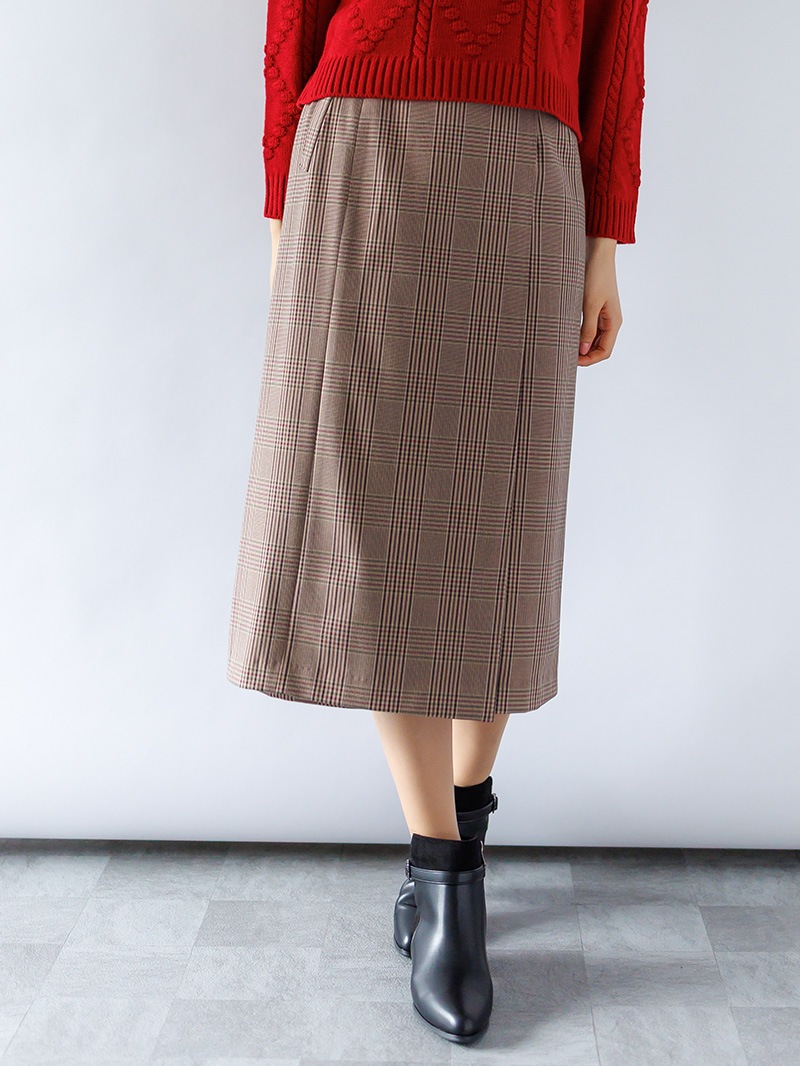 【30%OFF】格子巻き風ストレートスカート