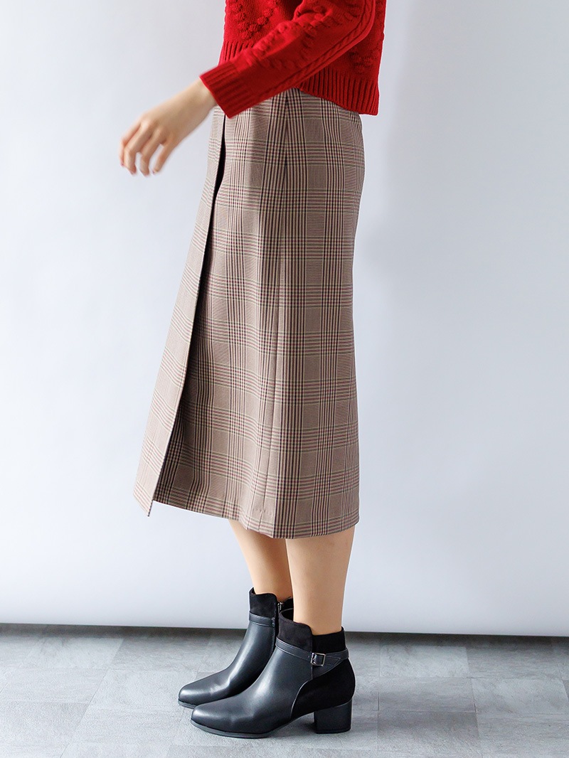 【30%OFF】格子巻き風ストレートスカート