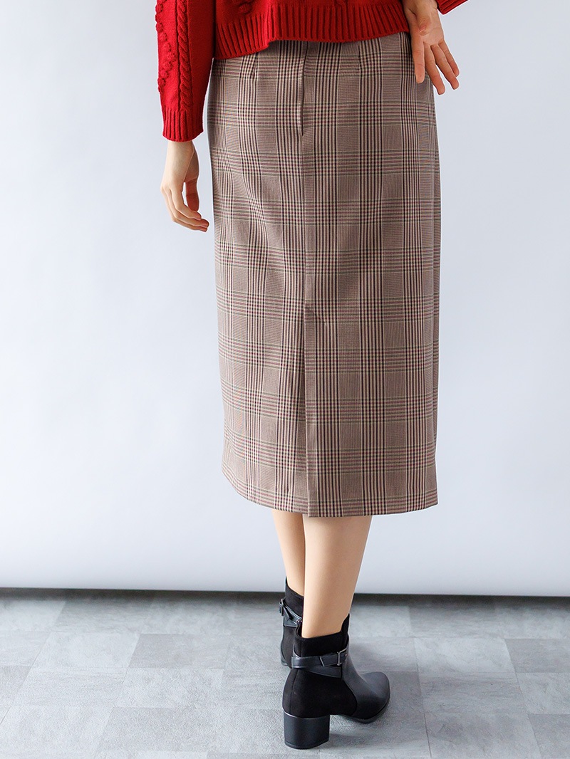 【30%OFF】格子巻き風ストレートスカート