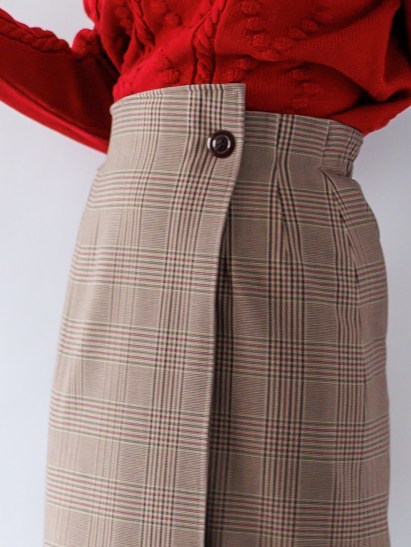 【30%OFF】格子巻き風ストレートスカート