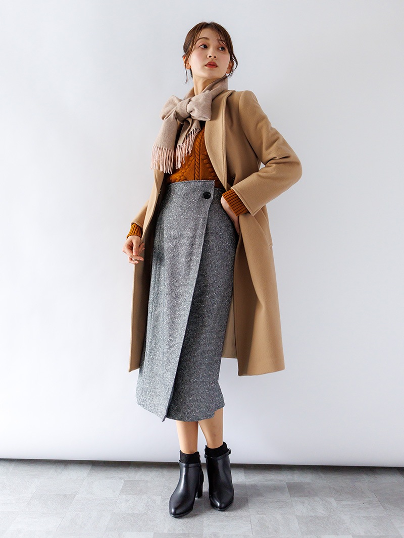 【30%OFF】格子巻き風ストレートスカート