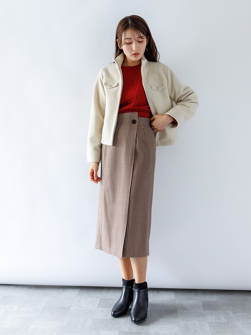 【30%OFF】格子巻き風ストレートスカート