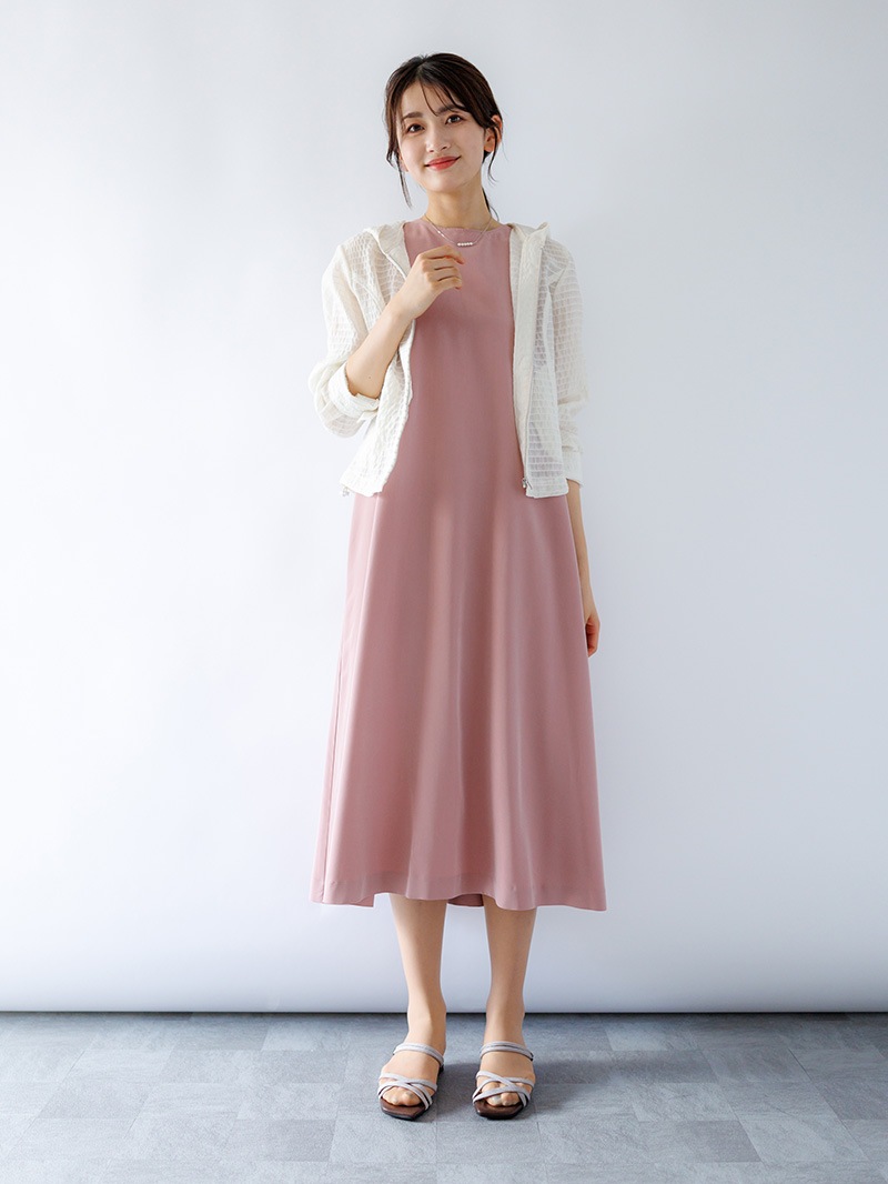 ピケポプリンノースリーブワンピース