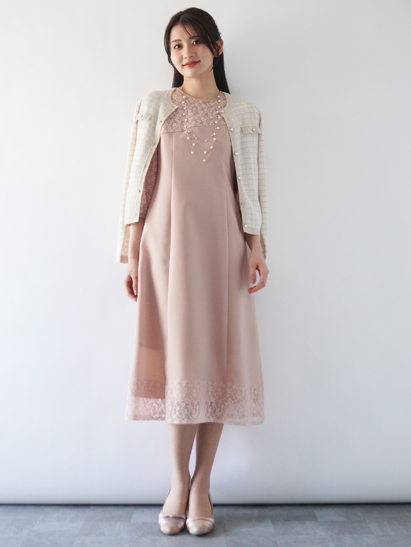 配色ツィード調丸首カーディガン