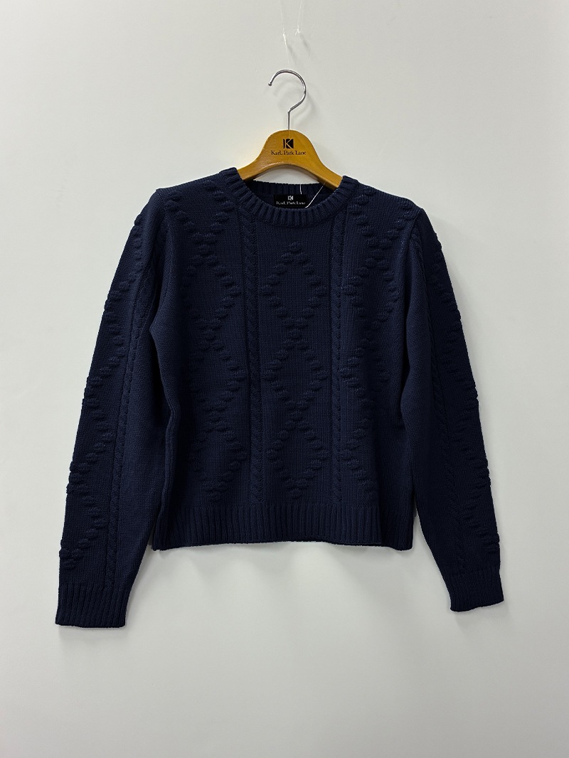 【20%OFF】ﾛｰｹﾞｰｼﾞ ｹｰﾌﾞﾙ×ﾀﾞｲﾔ柄丸首ﾆｯﾄ