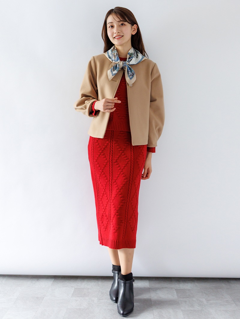 【20%OFF】ﾛｰｹﾞｰｼﾞ ｹｰﾌﾞﾙ×ﾀﾞｲﾔ柄丸首ﾆｯﾄ