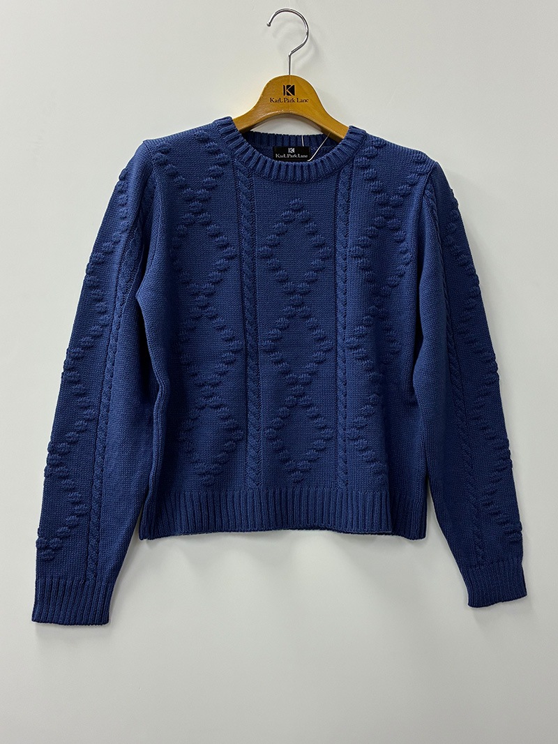 【20%OFF】ﾛｰｹﾞｰｼﾞ ｹｰﾌﾞﾙ×ﾀﾞｲﾔ柄丸首ﾆｯﾄ