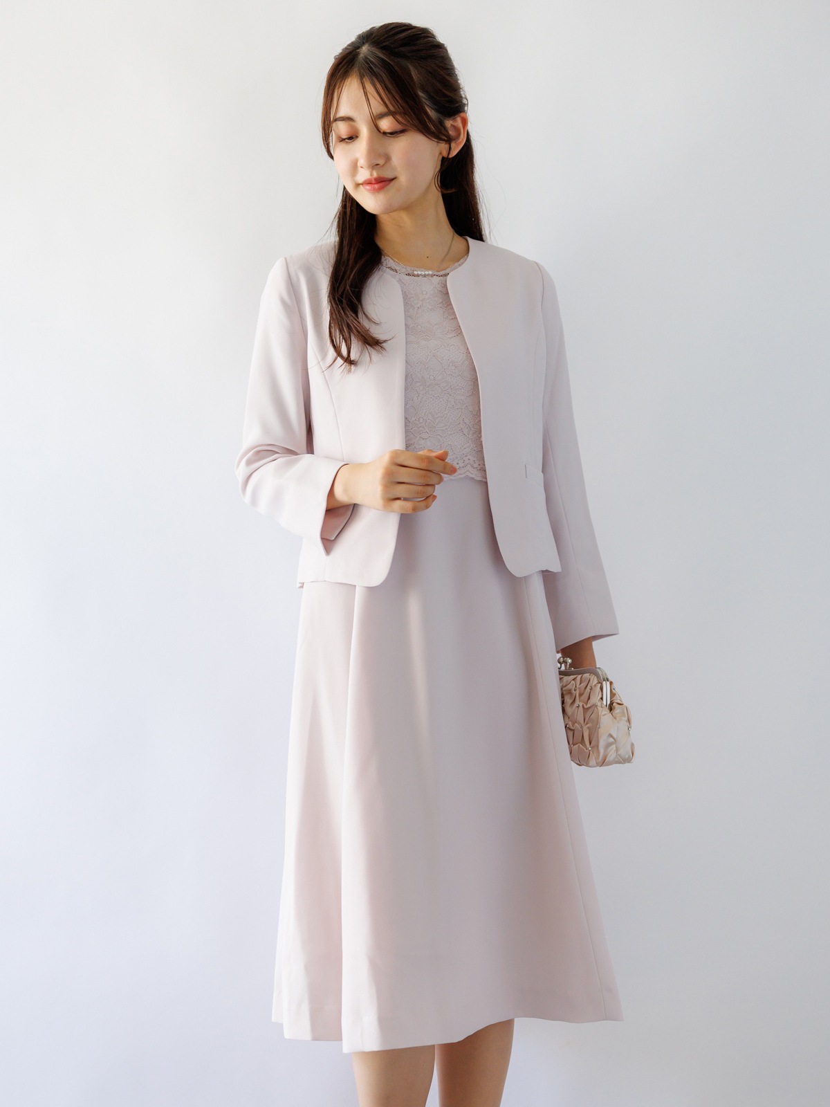 ノーベルバックサテンGZレースボレロ付105丈ワンピース