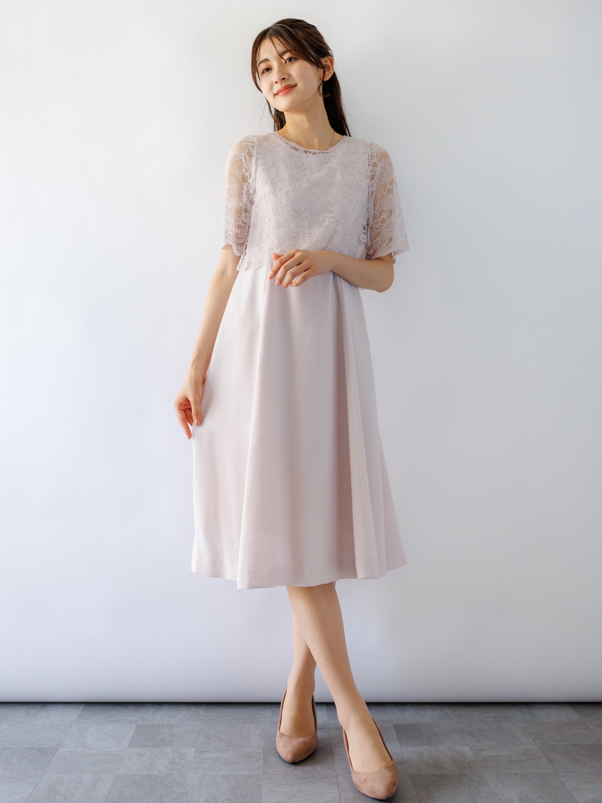 ノーベルバックサテンGZレースボレロ付105丈ワンピース