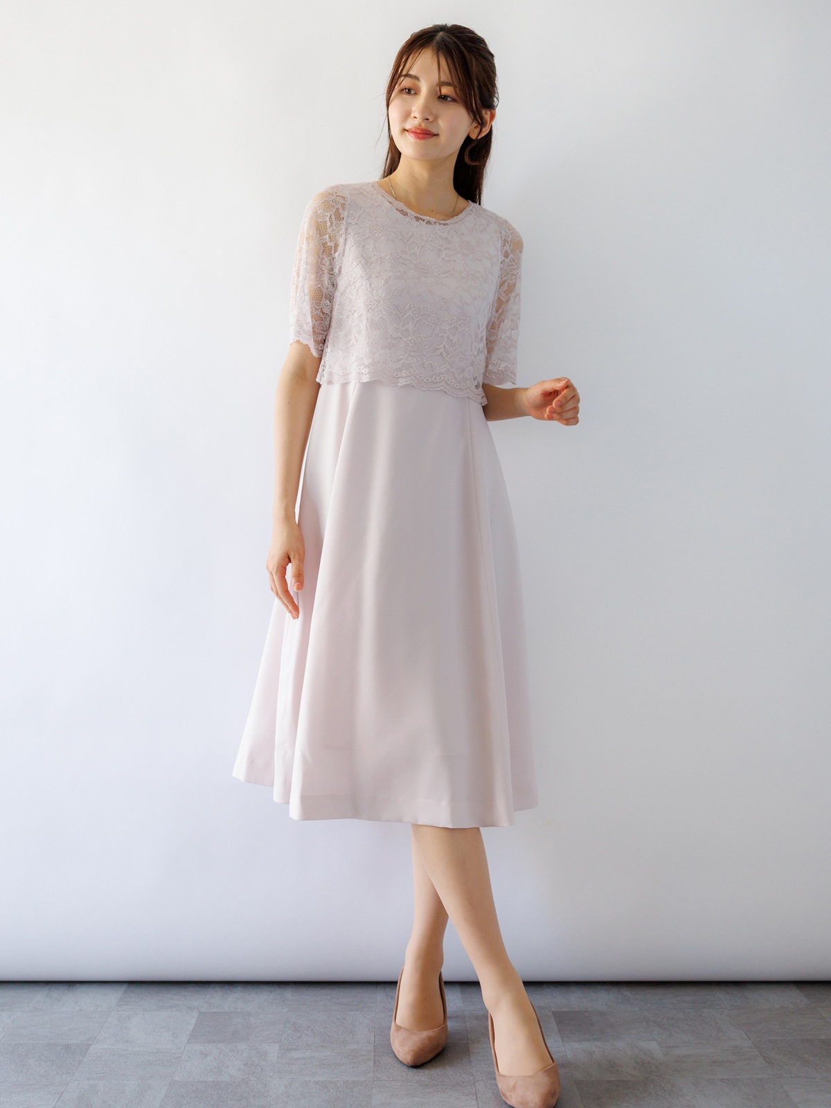 ノーベルバックサテンGZレースボレロ付105丈ワンピース