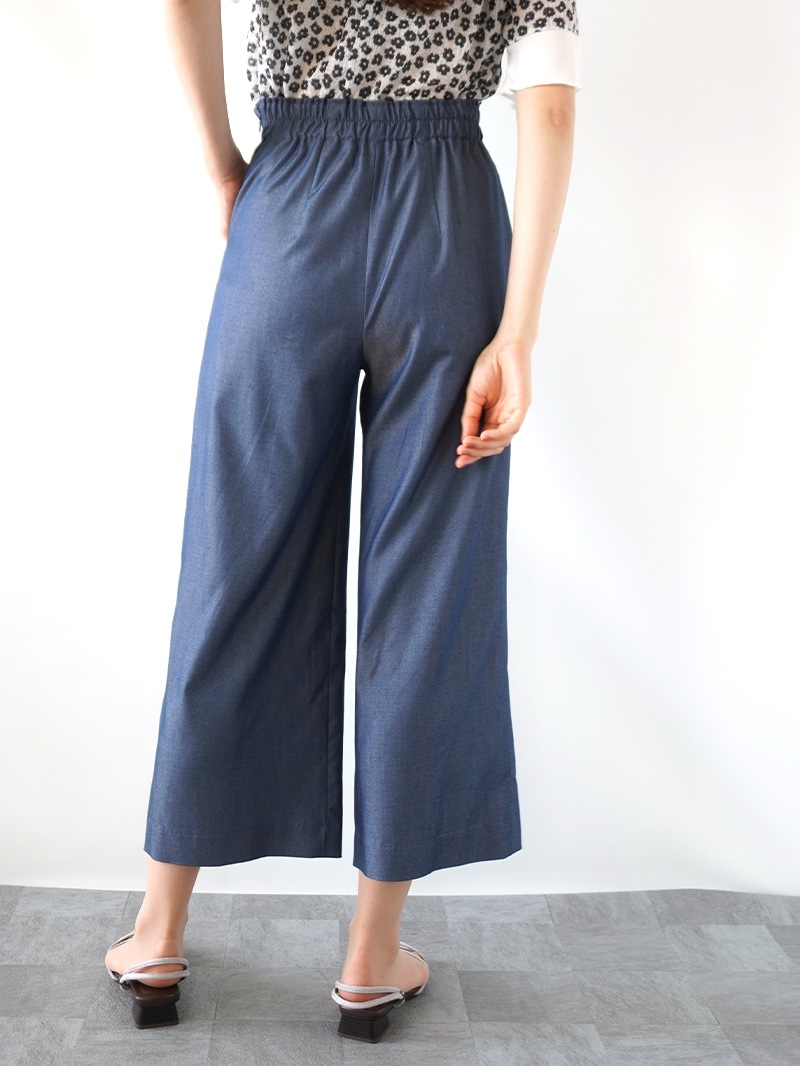 【30％OFF】リヨポリ釦アクセント太身パンツ