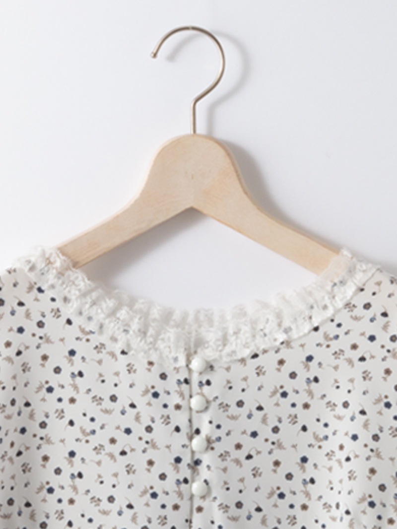 花柄プリント衿ぐりレースブラウス＜アウトレット均一価格＞